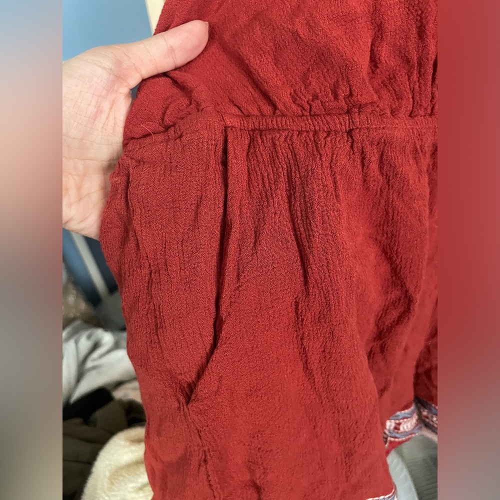 Lulu's Tidewater Rust Red Embroidered Romper - Picture 4 of 7